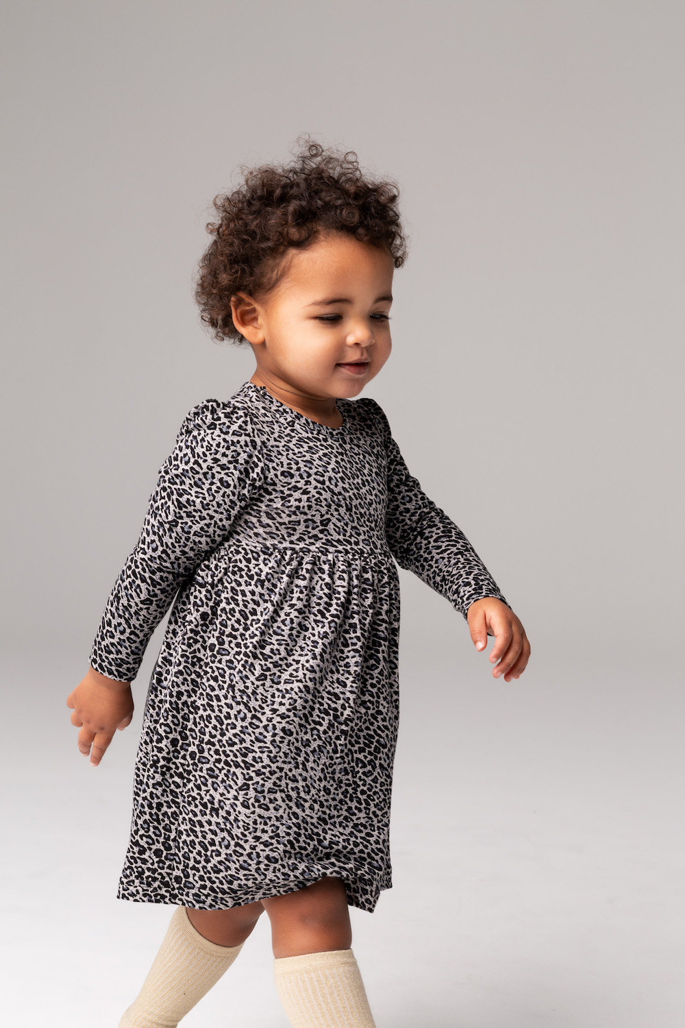 Dader ontsnappen Plaats MarMar Leo Ramona Grey babydress jurk luipaard grijs-zwart - Minipop