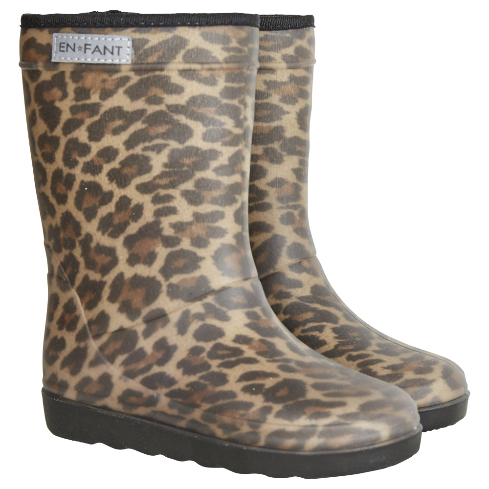Goedaardig Bulk Valkuilen EnFant thermo boots leo brown wol gevoerde laarzen regenlaarzen luipaard  bruin-zwart panter - Minipop