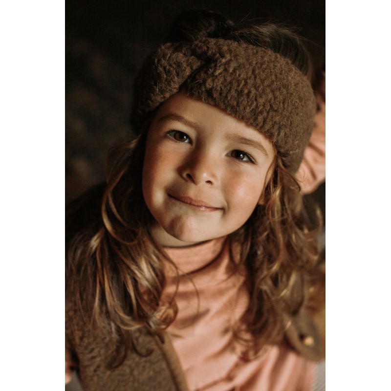 Coni hoofdband haarband schapenwol bark bruin donkerbruin dames/kind - Minipop