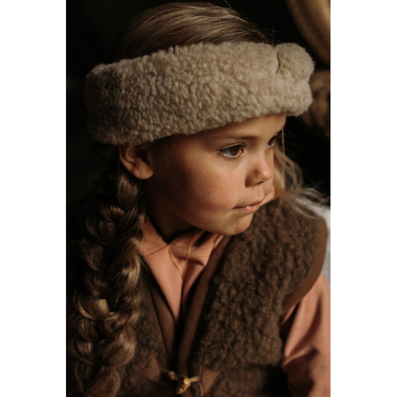 teer wijs organiseren Alwero Coni wollen hoofdband haarband schapenwol beige lichtbruin bruin  dames/kind - Minipop