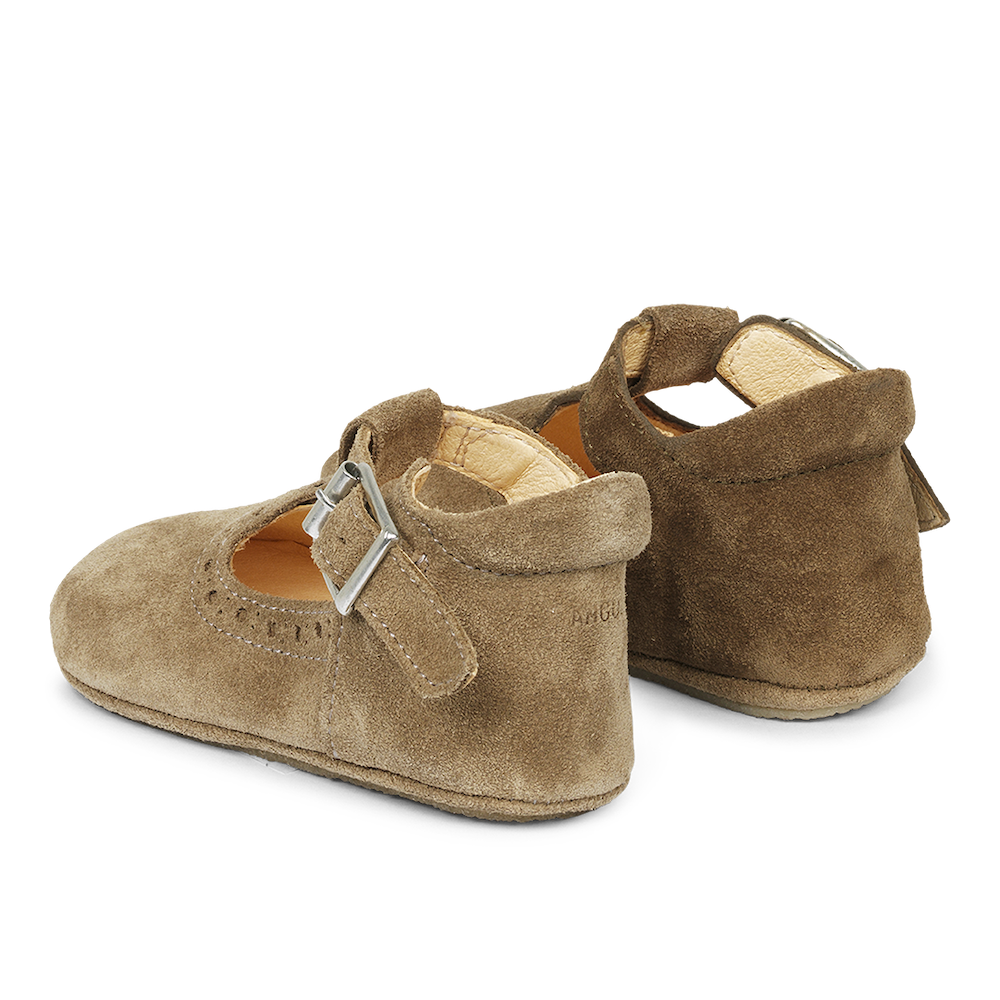 Angulus starter indoor shoe camel/mustard baby-slofje zachte schoentjes bruin/groen-bruin - Minipop