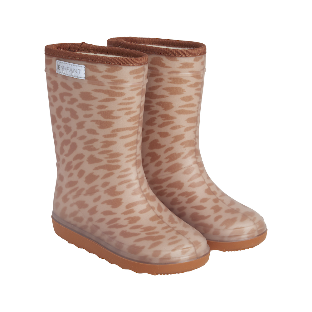 Zegenen Injectie Toevoeging EnFant thermo boots print leather brown wol gevoerde laarzen regenlaarzen  luipaard panter bruin roest lichtbruin - Minipop