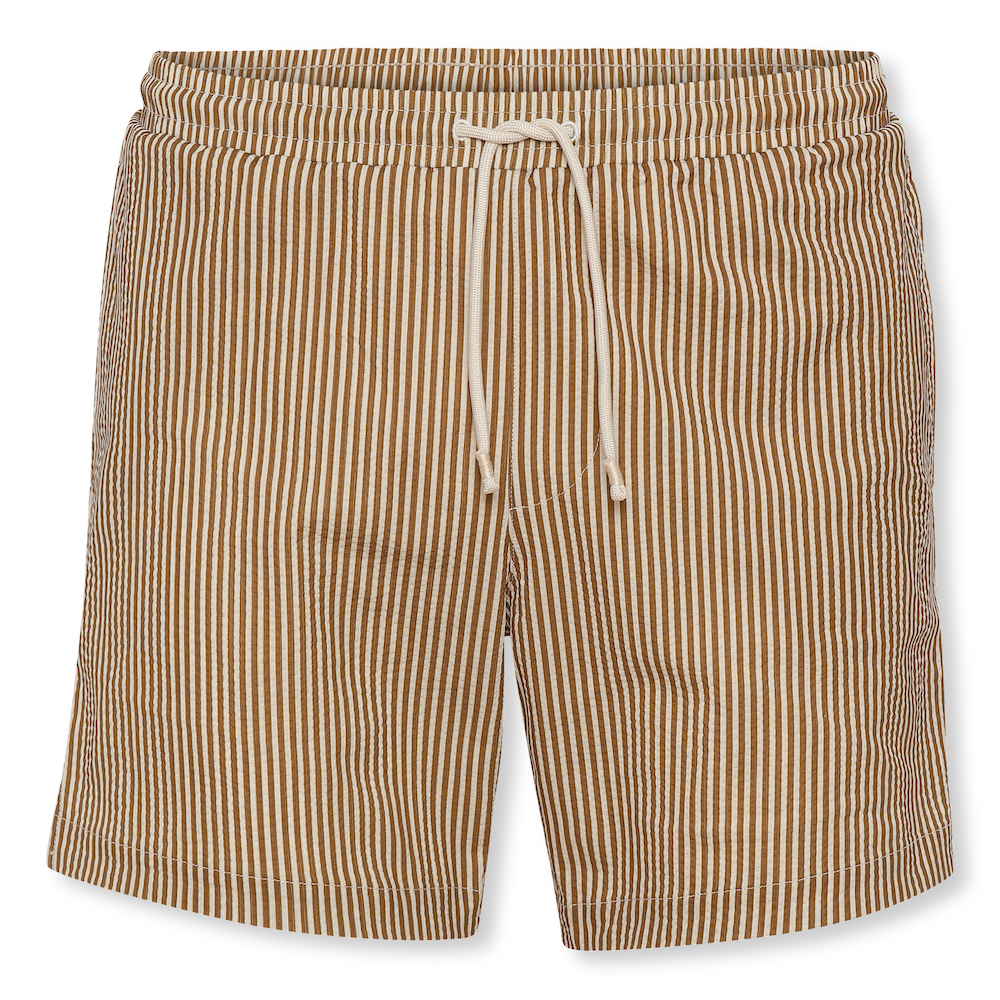 gereedschap Verschrikking het is mooi Konges Slojd Asnou dad swim shorts printed stripe bronze brown heren  zwembroek zwemshort bruin wit gestreept - Minipop