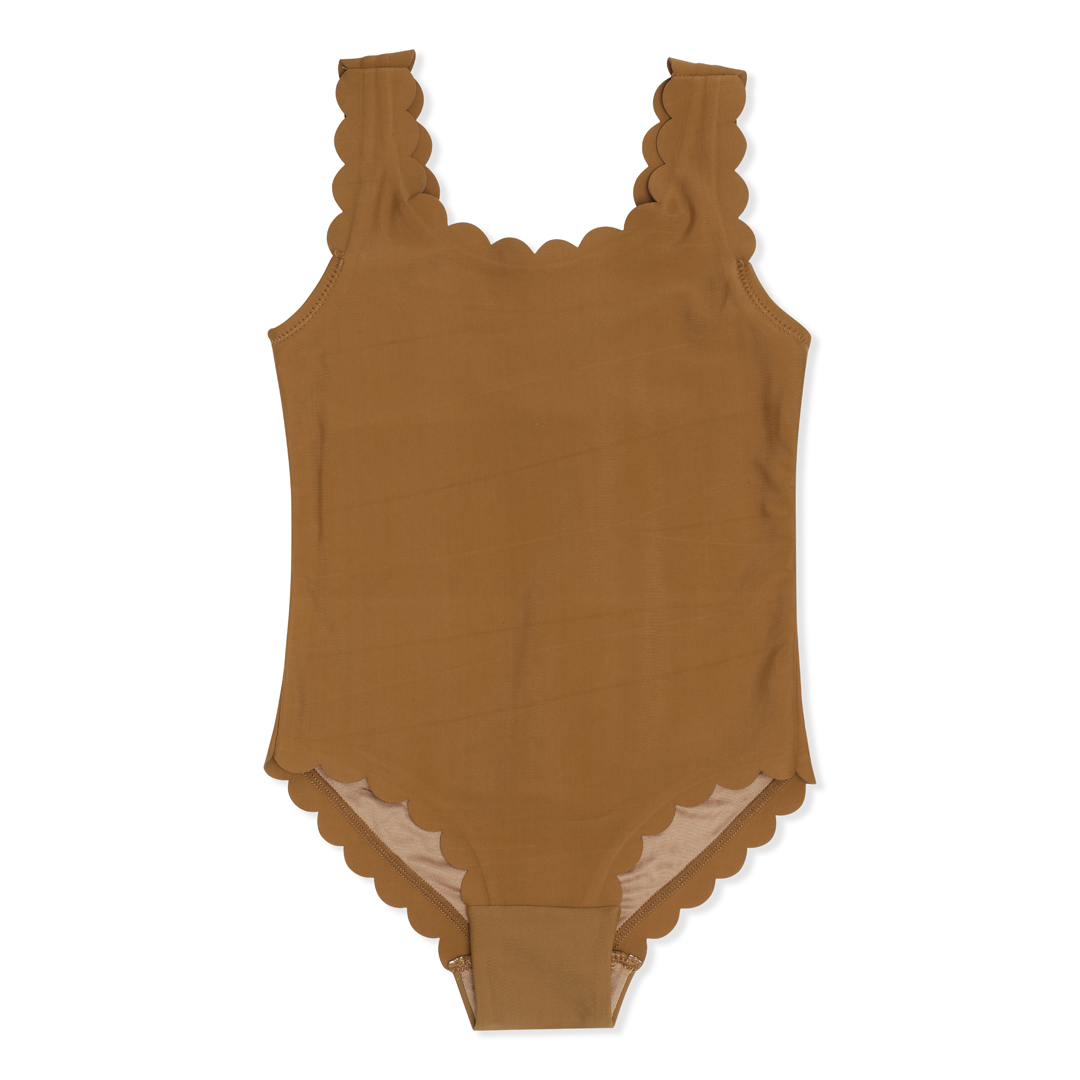 Manhattan spiritueel Gezichtsvermogen Konges Slojd scallop swimsuit bronze brown meisjes badpak zwempak bruin -  Minipop