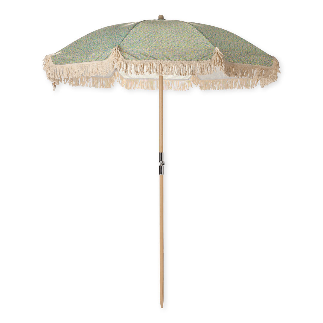 Salie explosie Uitroepteken Konges Slojd Meline beach parasol upf 50+ midsummer strand parasol groen  met bloemetjes - Minipop