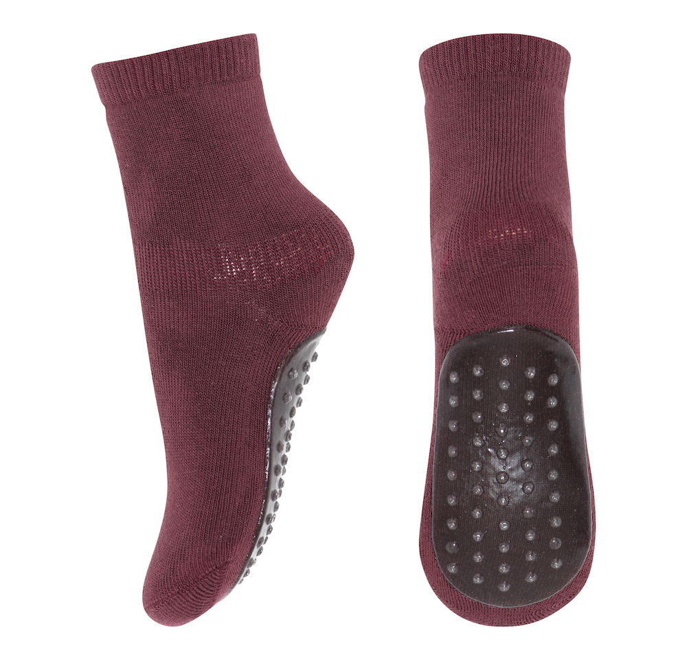 MP cotton socks with skin antislip-sokken bordeaux sokken met siliconen zooltje - Minipop