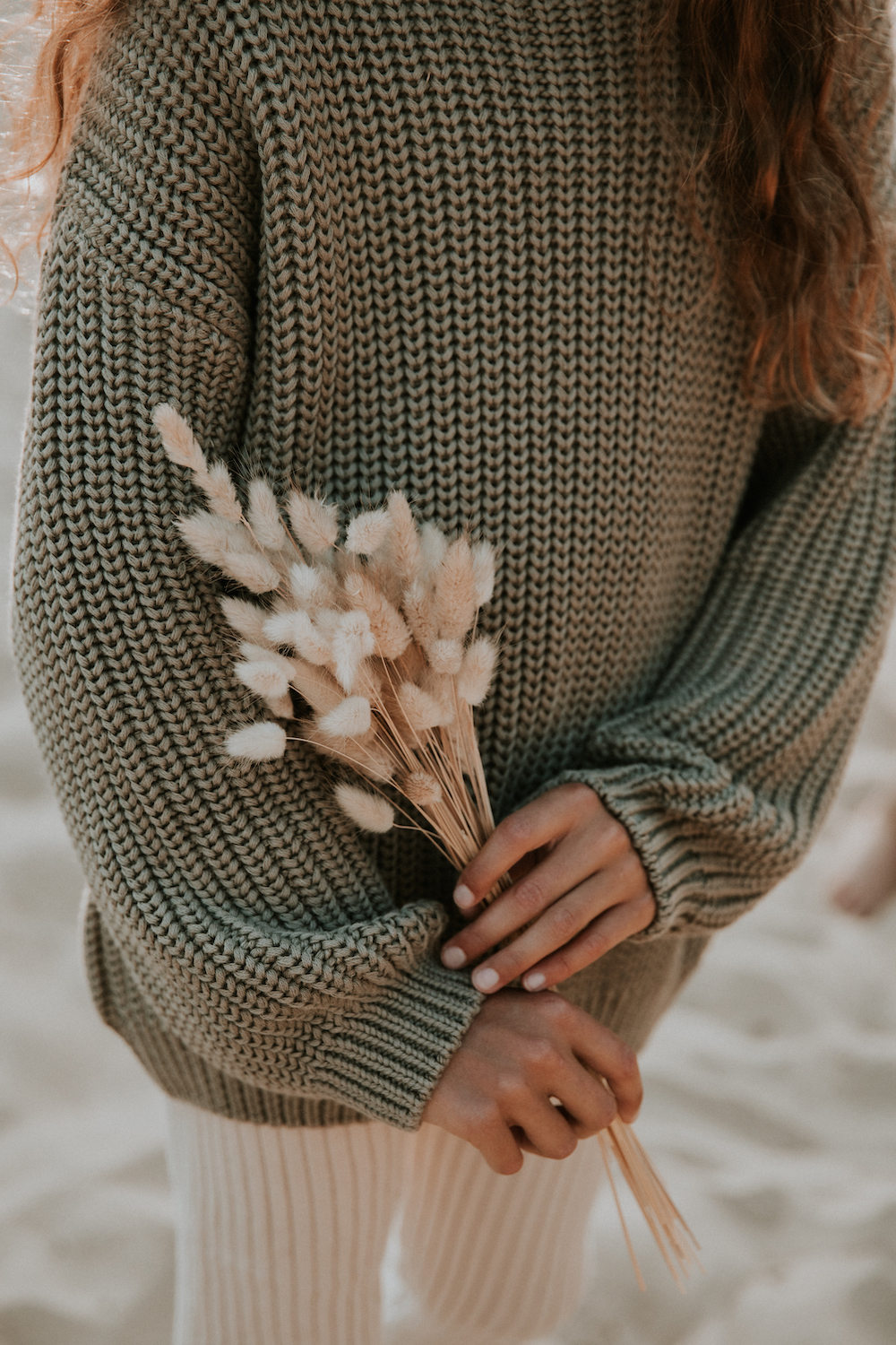 pedaal Formulering Verbinding Yuki chunky knitted sweater sage grof-gebreide trui salie groen grijs-groen  - Minipop